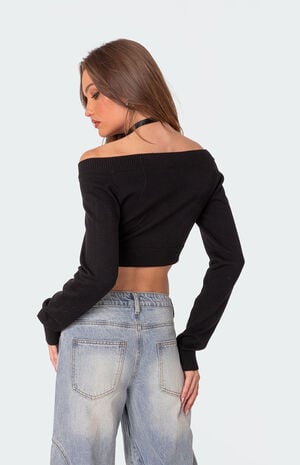 Lainey V Neck Knit Crop Top image number 4
