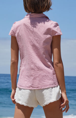 Red Gingham Rue Collared Top image number 3