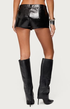 Matilde Faux Crocodile Leather Shorts image number 3