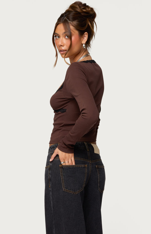 Edikted Porta Contrast Lacey Top