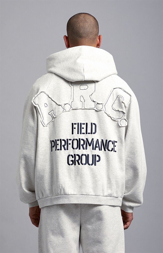 A.R.C. Heather Grey Field Applique Heavyweight Fleece Hoodie
