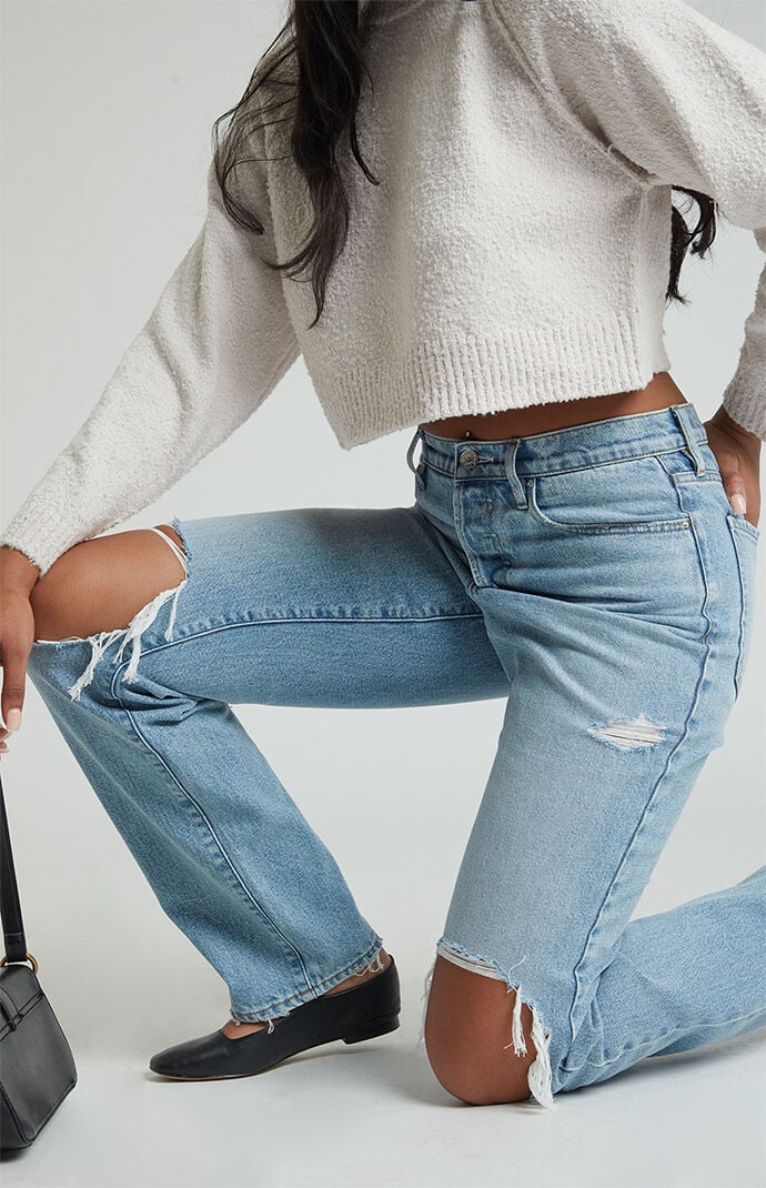 Pacsun Light Indigo Ripped Knee Dad Jeans
