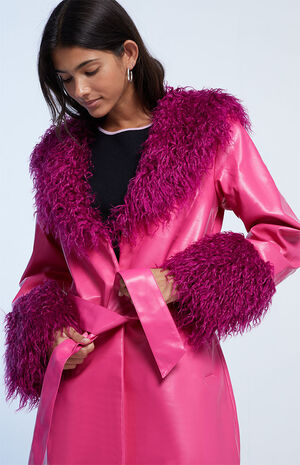 Faux Leather & Fur Coat image number 2