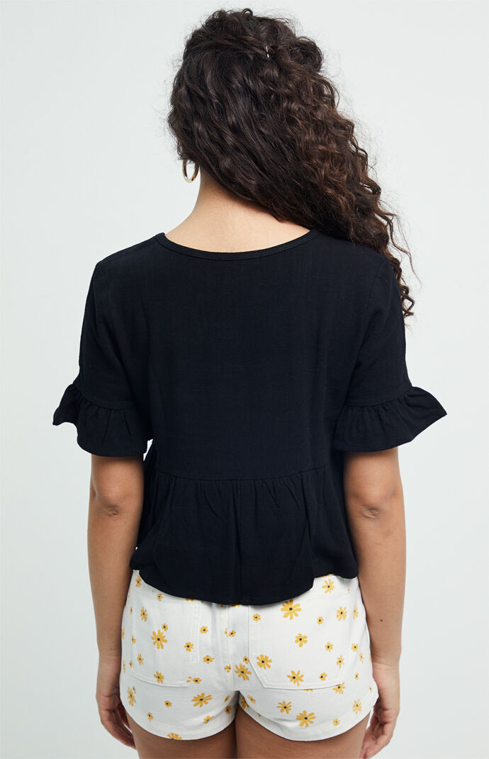 Ruffle Sleeve Linen Top