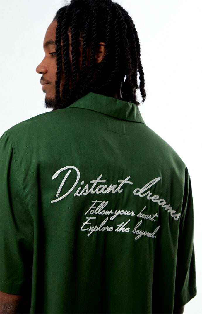 Pacsun Distant Dreams Embroidered Oversized Resort Camp Shirt