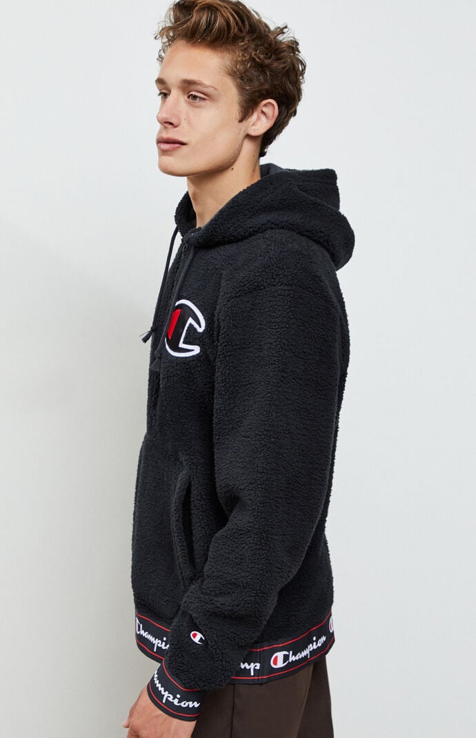 Champion big c cheap sherpa half zipper hoodie
