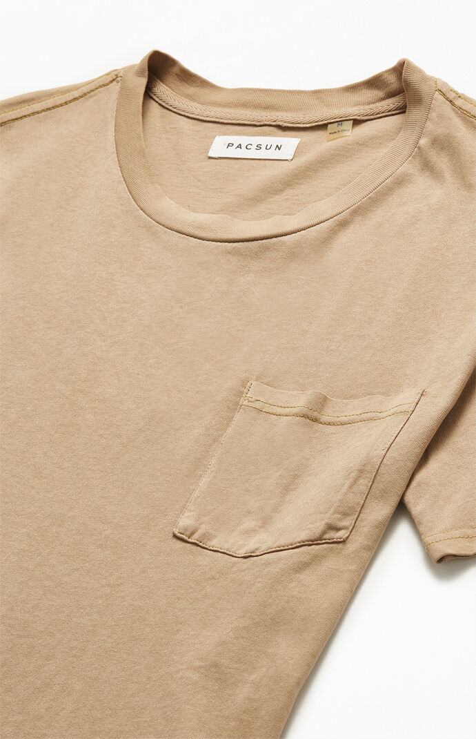 Tan Vintage Wash Pocket T-Shirt