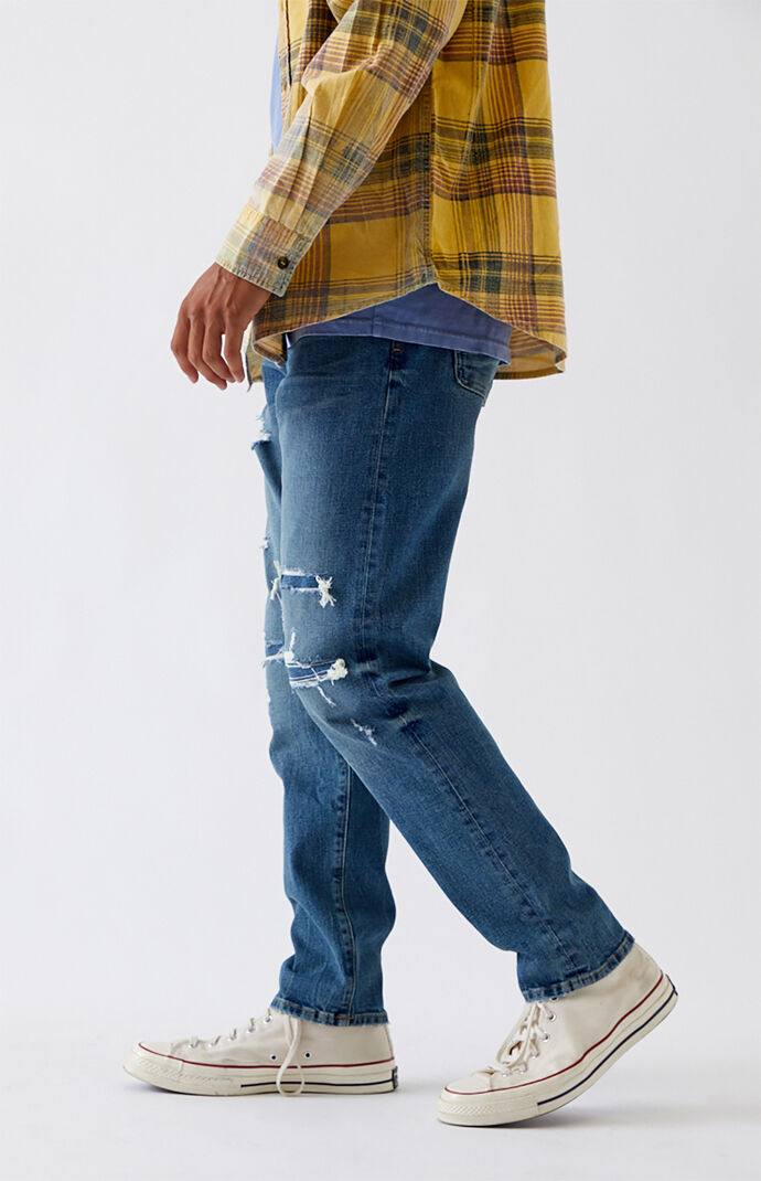 Dark Ripped Slim Taper Jeans