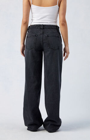 Black Fold-Over Casey Low Rise Baggy Jeans image number 4