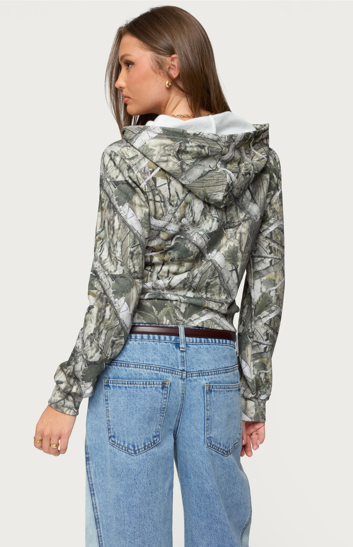 Edikted Tayler Camo Zip Up Hoodie