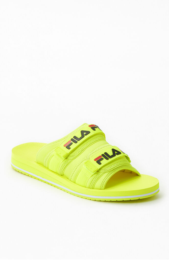 yellow fila sandals