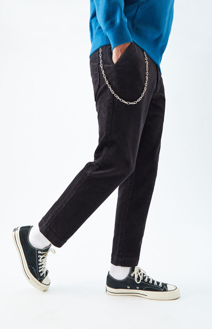 Black Chain Corduroy Trouser Pants