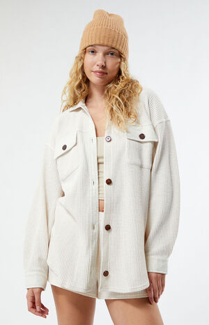 Waffle Boyfriend Button Up Lounge Shacket image number 1