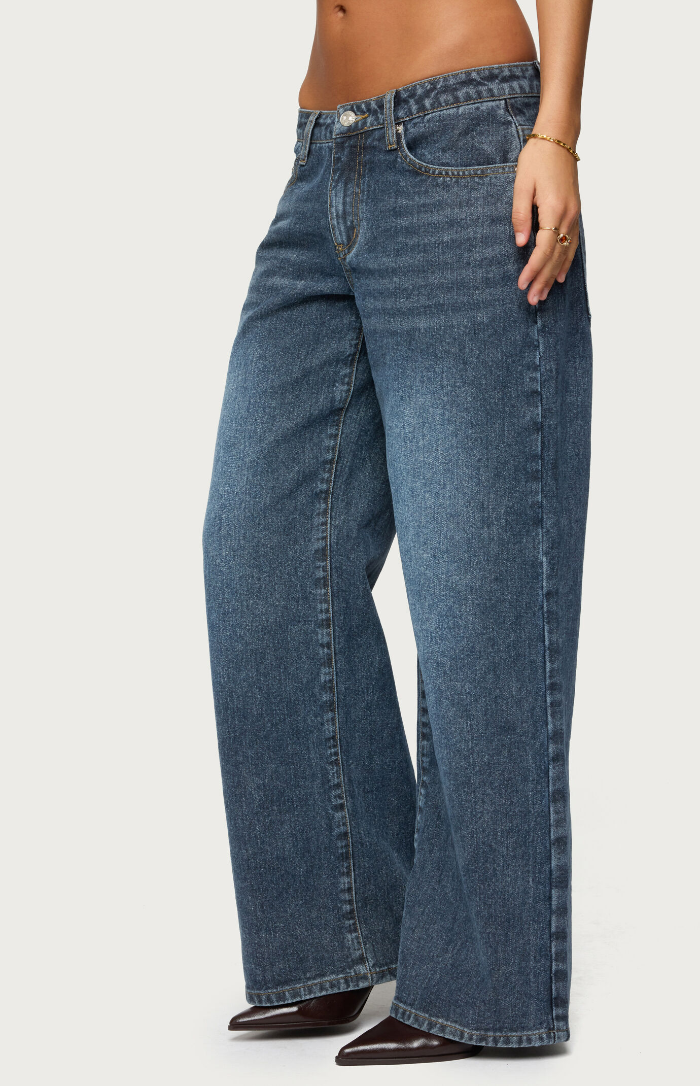 Edikted 1980 Leopard Patch Low Rise Jeans