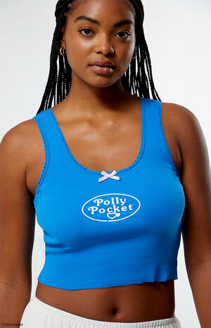 Blue Lace Trim Tank Top image number 2