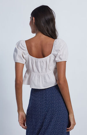 Tie Front Babydoll Crop Top image number 3