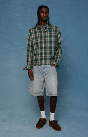 Parker Baggy Denim Shorts&nbsp;Jacquard Checkered Light Blue&nbsp; image number 2