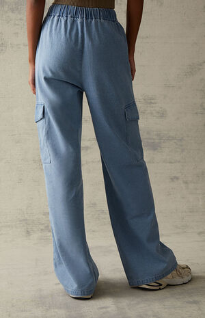 Medium Blue Elastic Waist Cargo Jeans image number 5