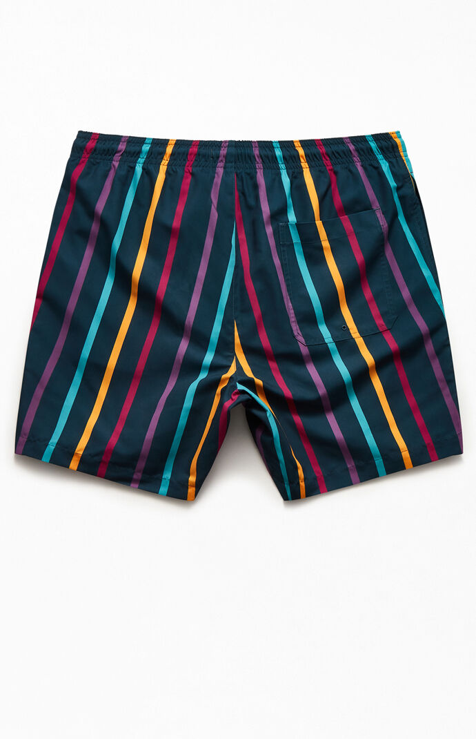Multicolor Vertical Striped 17" Swim Trunks