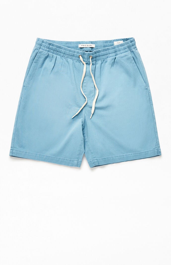 Blue Stretch Twill Volley Shorts