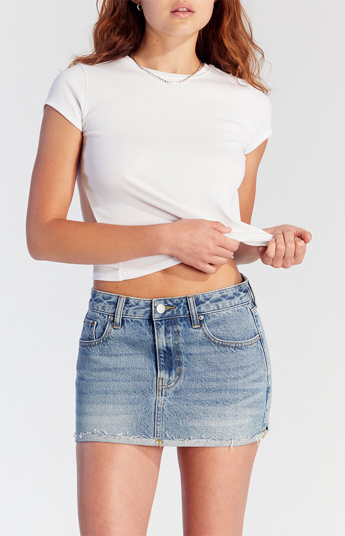 【in a row】Light Low Denim Skirt Pacsun Lara Light Indigo Low Rise Denim Mini Skirt | PacSun