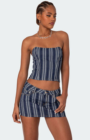 Inez Striped Denim Corset image number 1