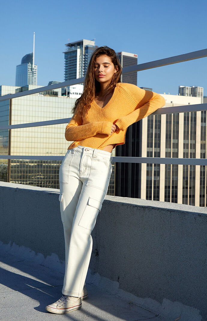 Colorpop V-Neck Long Sleeve Sweater