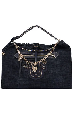 Vintage Chain Dark Denim Hobo Bag image number 1