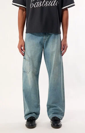 Dylan Baggy Jeans Keychain Embroidered Carpenter Medium Wash image number 1