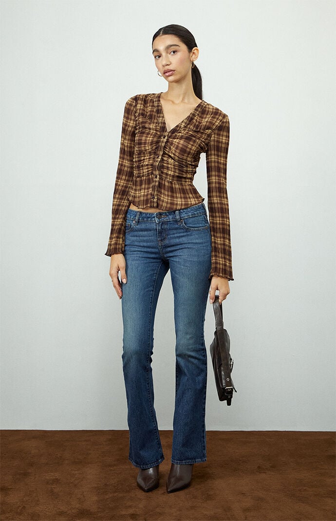 Beverly and Beck Sara Plaid Button Up Long Sleeve Top Beverly and Beck Sara Plaid Button Up Long Sleeve Top