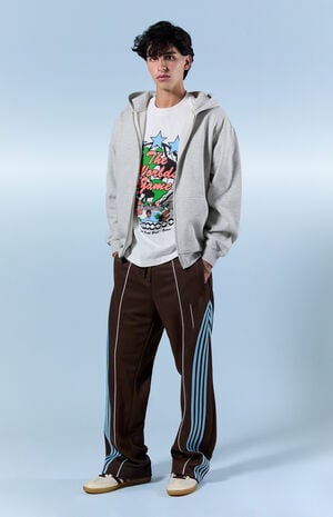 Brown Baggy Side Stripe Track Pants image number 1