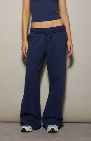 Navy Ultra Soft Fleece Core Washed Baggy Sweatpants image number 2