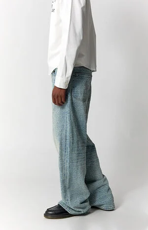 Blake Extreme Baggy Jeans Textured Checkerboard Light Blue image number 3