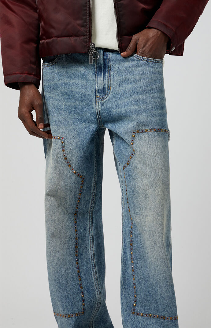 Pacsun Dylan Baggy Jeans Carpenter Studded Medium Blue | PacSun