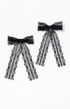 2 Pack Scalloped Lace Bow Hair Clips image number 1