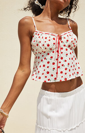 Sage Tie Front Floral Cami image number 2