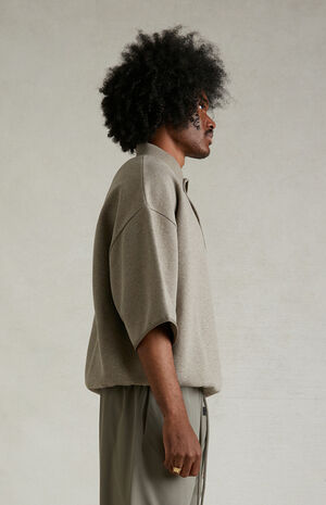 Heather Grey 3/4 Sleeve Polo Sweatshirt image number 3