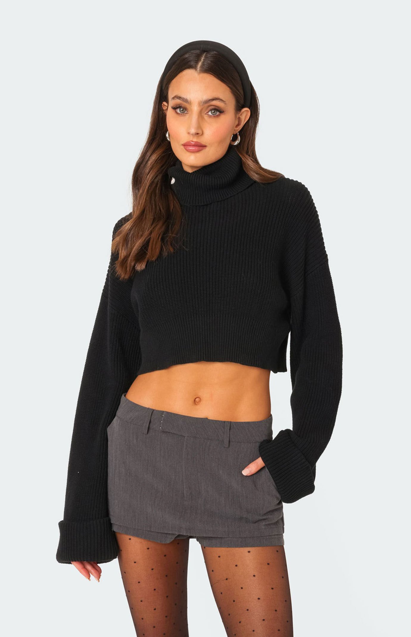 Turtle neck cropped sweaters on sale