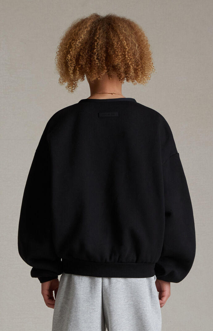 Kids Fear of God Essentials Jet Black Crew Neck Sweatshirt