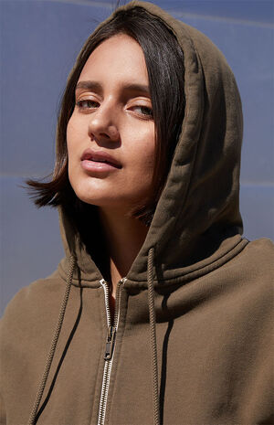 Brown Full Zip Hoodie image number 3