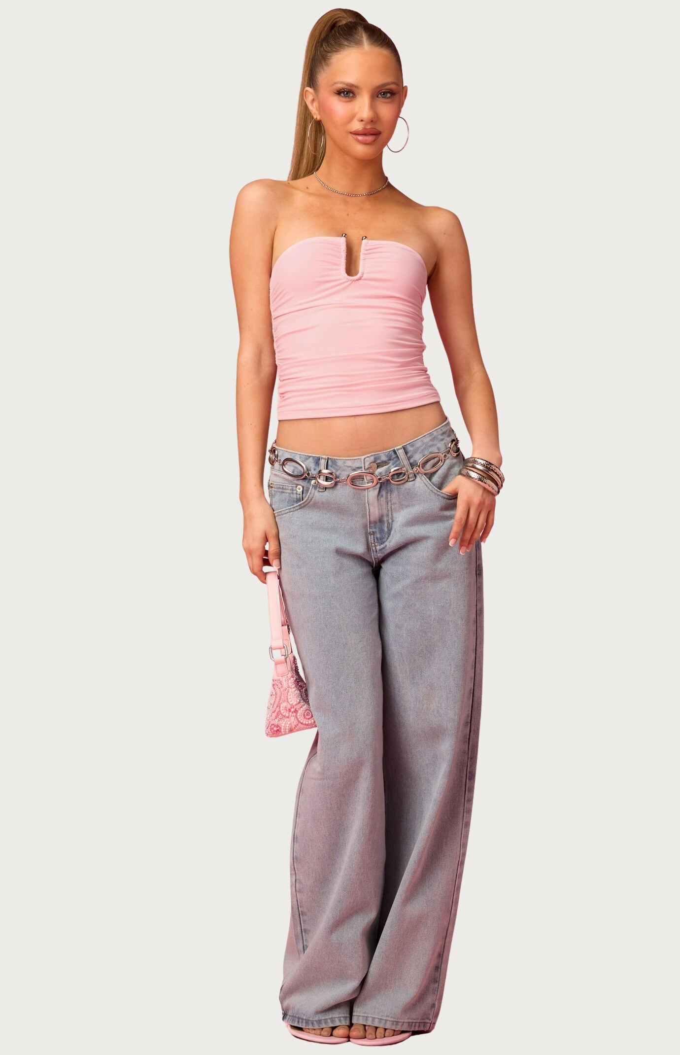 Edikted Barbie Curved Strapless Top