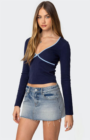 Corie Contrast V Neck Top image number 3