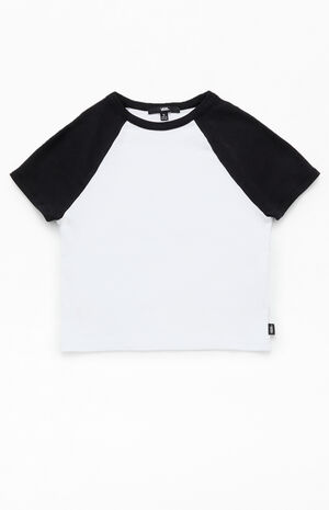 Kids White & Black Clare Raglan T-Shirt image number 1