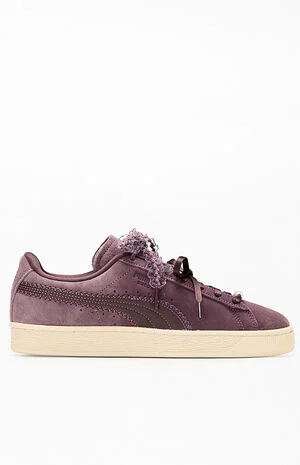 Women's Burgundy Suede Bloom Sneakers image number 1