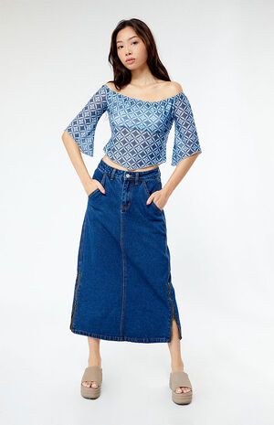 Recycled Bardot Mesh Off-The-Shoulder Top image number 4