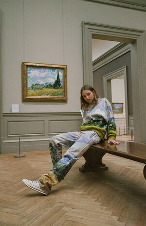 x PacSun Van Gogh Wheat Field With Cypresses Carpenter Pants image number 1