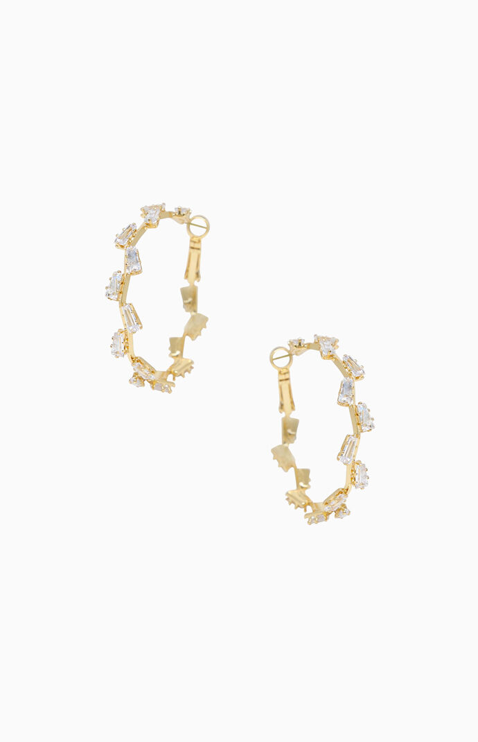 Zig Zag Crystal Baguette Hoop Earrings