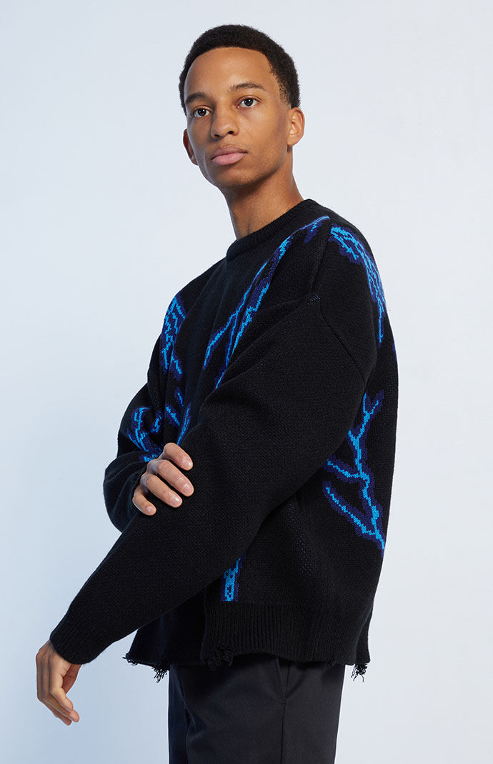 Pacsun Lightning Cropped Crew Neck Sweater | PacSun