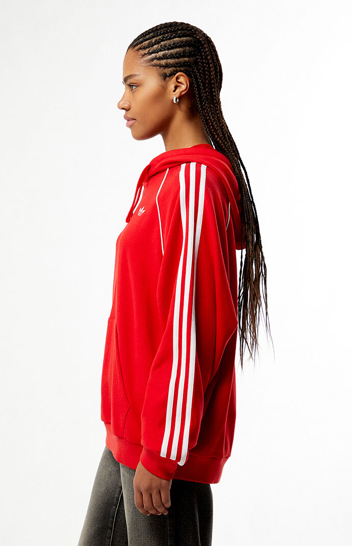 adidas Red SST 3 Stripes Hoodie