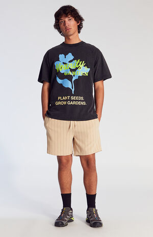 Tan Striped Volley Shorts image number 2